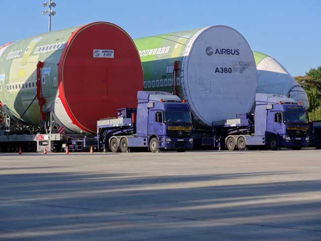 Les trois partie du fuselage Airbus380