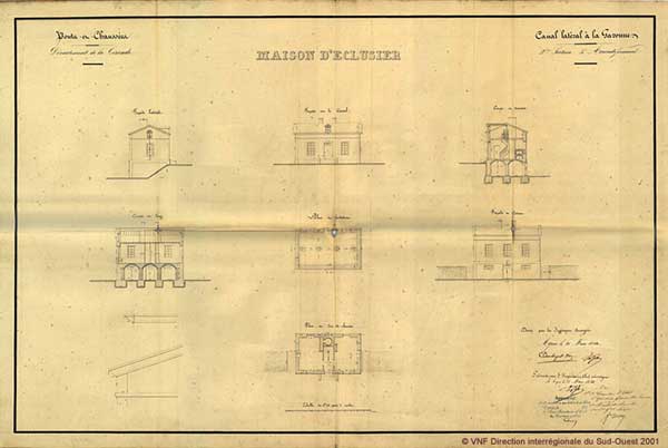 Plan d'une maison éclusière - Canal de Garonne