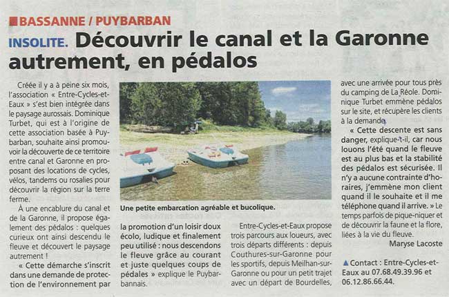 Location pedalo à Puybarban